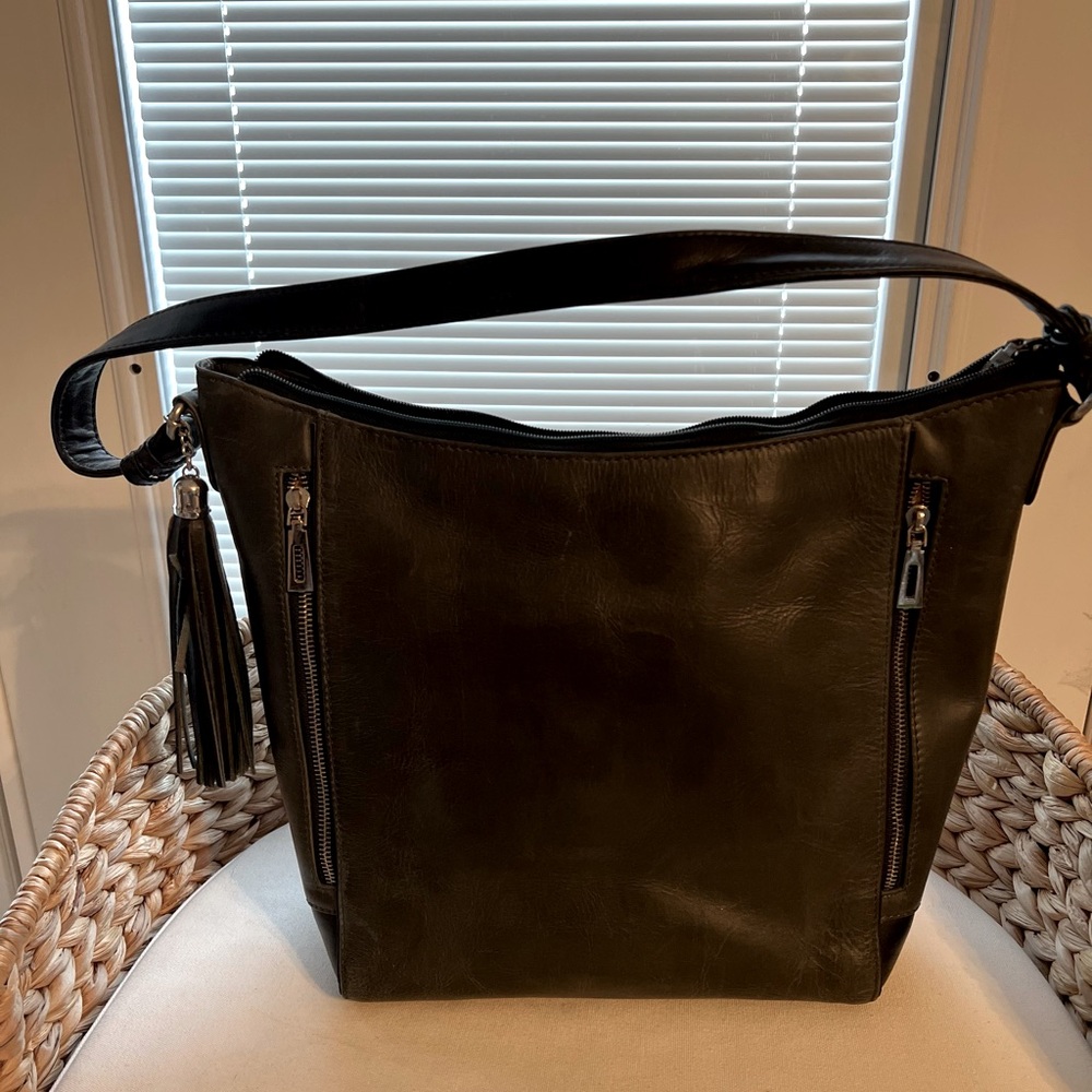 NorthStyle Dark Green leather tote